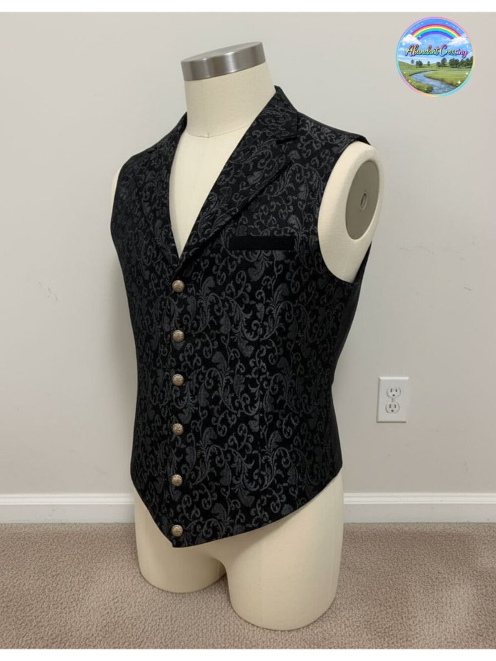 Mens Paisley Jacquard Suit Vest Notched Lapel Formal Waistcoat